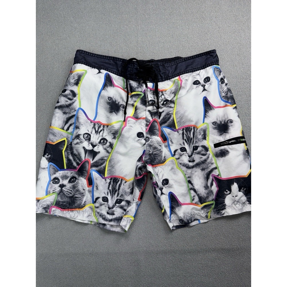 Walnut & 39th Men's rainbow cat swim trunks Size Large